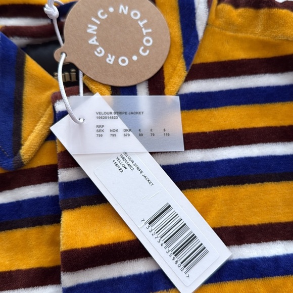 NWT mini rodini organic cotton velour blazer jacket boys unisex navy size 5-7 - Picture 4 of 8